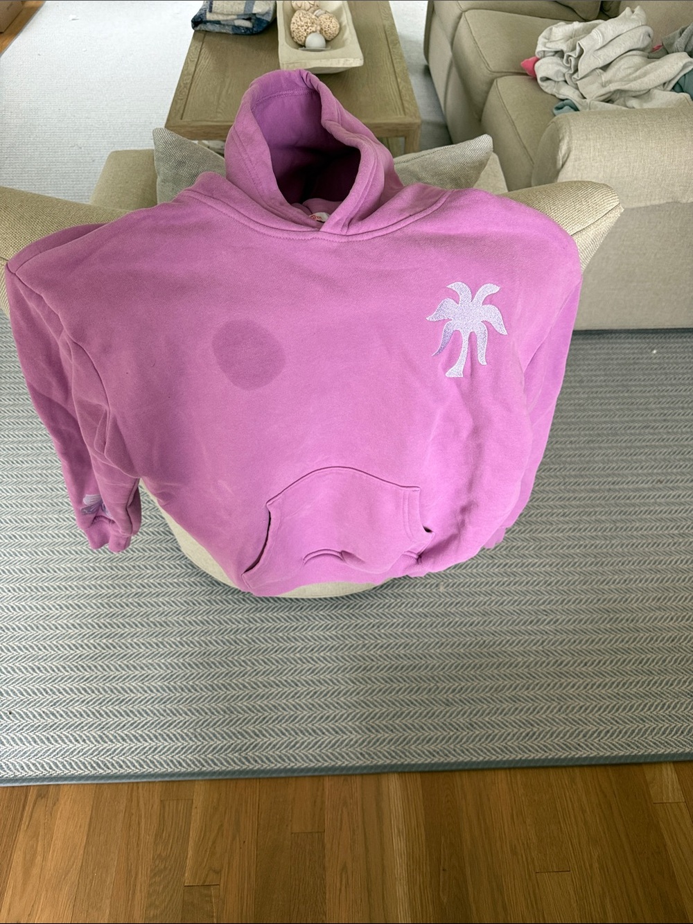 Plush Pink Palm Graphic Hoodie